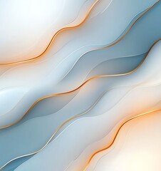 Poster - A modern abstract design featuring flowing layers of soft blue and orange tones, creating a sense of depth and tranquility