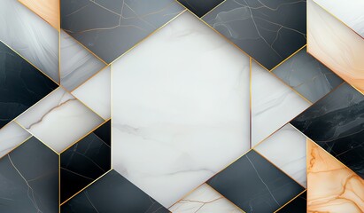 Poster - A modern geometric pattern featuring various colors of marble textures, perfect for backgrounds, designs, or artistic projects, highlighting elegance and sophistication.