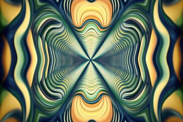 Poster - Symmetrical waves create an intriguing abstract pattern in vibrant colors and shapes