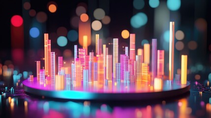 Poster - Abstract representation of a business strategy session with glowing holographic data visualizations.