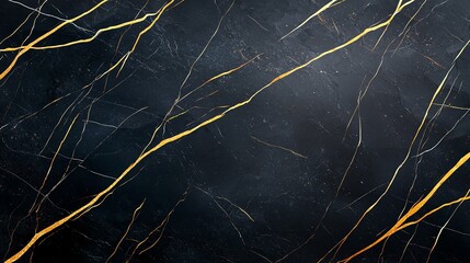 Poster - Black marble surface abstract background with golden veins, ideal for use in design projects, presentations, and artistic compositions, adding an elegant touch.