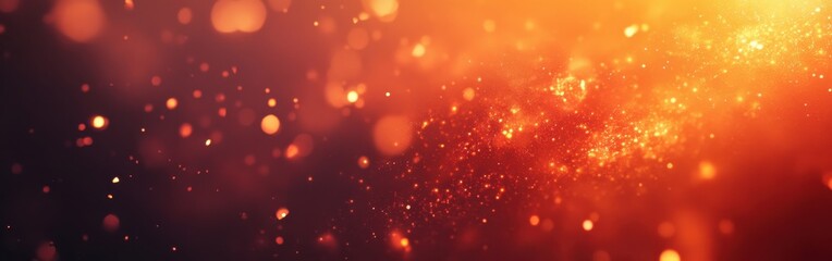 Aufkleber - Glowing amber bokeh lights create a warm atmosphere with a deep crimson and fiery orange gradient background