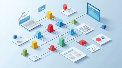 Poster - Colorful flowchart representing partnership dynamics, risk assessment, and business synergy.