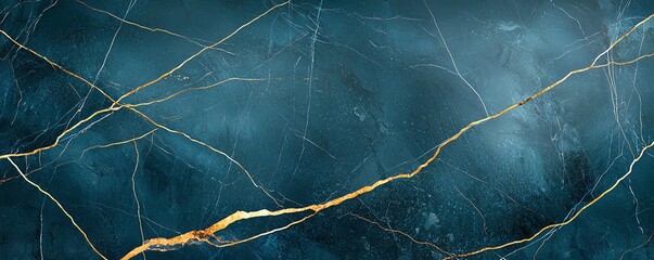 Poster - A stunning abstract background featuring dark blue and gold veins