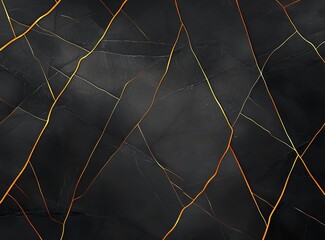 Poster - A stunning abstract background featuring dark tones with intricate golden and orange lines creating a captivating texture
