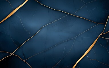Poster - A stunning abstract background featuring deep blue tones accented with delicate golden veins. Perfect for use in digital art, presentations, or any creative project.