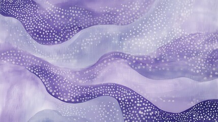 Poster - Soft lavender waves with delicate white dots creating a calming abstract design in pastel hues