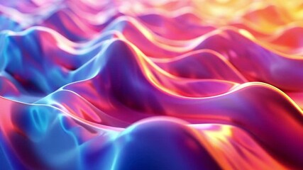Poster - Captivating iridescent gradients create an abstract landscape of flowing forms in vibrant colors