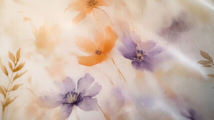 Poster - Muted lavender hues blend softly with delicate floral designs on textured fabric, creating a serene visual experience for viewers