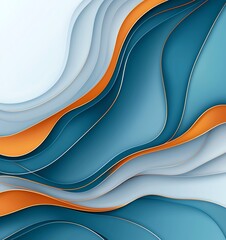 Poster - A stunning abstract design featuring smooth, flowing curves in shades of blue and orange. This elegant artwork is perfect for backgrounds, creative projects, and modern decor.