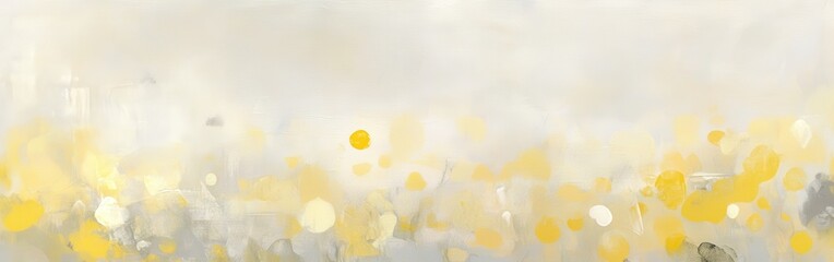 Poster - Soft gray and pale yellow bokeh dots create a calming and ethereal atmosphere in this artistic abstract design