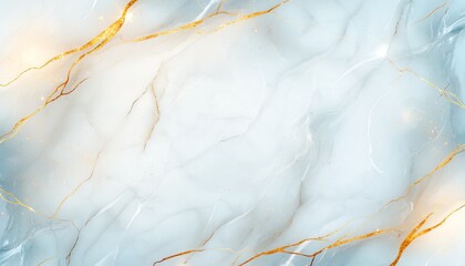 Poster - A stunning abstract marble texture featuring soft blue tones and delicate golden veins, perfect for backgrounds, wallpapers, or design projects that need a touch of elegance.