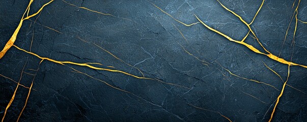 Poster - A stunning abstract texture featuring dark surfaces with striking golden lines. Perfect for backgrounds, designs, and artistic projects that require a modern and elegant touch.