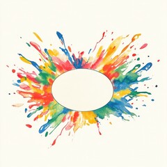 Poster - Vibrant watercolor splash design with an oval center for customization in creative projects