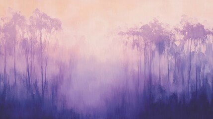 Poster - abstract silhouette of a muted forest in twilight with fading light and gentle colors blending seaml