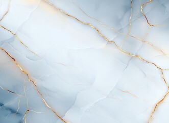 Poster - A stunning marble texture featuring a blend of soft blue and white hues, accented with delicate golden veins. Perfect for backgrounds, wallpapers, and any creative design project.