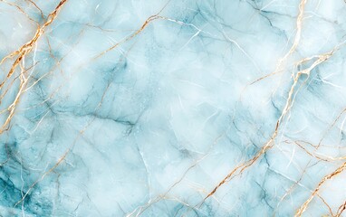 Poster - A stunning texture featuring a blend of light blue and white swirls with elegant gold veining. Ideal for backgrounds, invitations, or artistic projects, adding a touch of luxury.