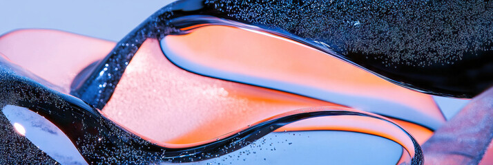 Poster - Abstract Image of Translucent Liquid Forms with Bubbles