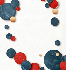 Poster - A vibrant abstract design featuring circles in red, blue, and beige on a light textured background. Ideal for modern art projects, web design, and creative presentations.
