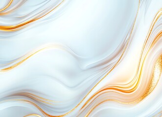 Poster - A vibrant and fluid abstract background featuring soft waves of white and gold, perfect for creating modern and elegant designs in various digital applications.