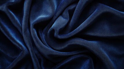 Poster - Solid deep navy blue fabric with smooth texture displays elegant folds and intricate detail in a classic presentation suitable for various designs