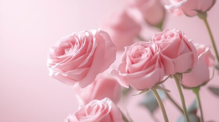 Poster - Beautiful blush pink roses arranged with a soft background showcasing elegance and simplicity