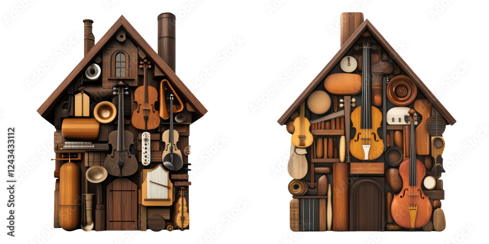 unique house design made entirely of musical instruments, showcasing ...