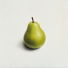 Aufkleber - Fresh green pear with smooth texture placed on a light background enhancing its vibrant color and natural shape