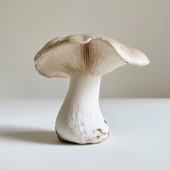 Poster - Fresh white mushroom with smooth cap standing on a clean surface