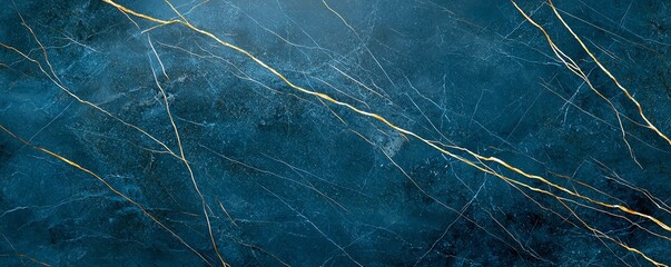 Poster - Abstract textured background featuring dark blue tones with golden veining. Perfect for design, branding, or as a backdrop for various digital and print projects.
