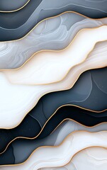 Poster - Abstract wave backgrounds in shades of black, white, and gray. Perfect for modern designs, website backgrounds, or artistic projects, featuring smooth curves and elegant outlines.