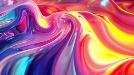 Poster - iridescent gradient waves create mesmerizing abstract visuals in vibrant colors