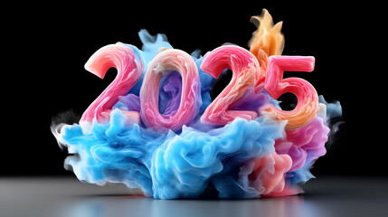 Poster - Creative design of colorful smoke and numbers representing the year 2025 for modern graphics