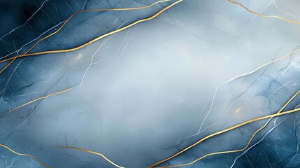 Poster - An abstract background featuring a blend of soft blue tones intertwined with elegant golden lines, perfect for creating a modern and stylish atmosphere in design projects.