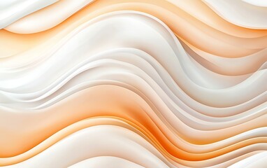 Poster - An abstract background featuring flowing waves in soft white and orange tones