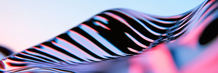 Poster - Abstract Pink, Blue, and Black Wavy Lines