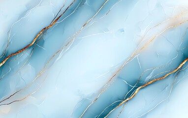 Poster - An abstract blue marble texture with delicate golden veins, creating a soothing and elegant background. Perfect for modern designs or artistic projects.