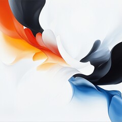 Poster - An abstract composition featuring swirling colors of orange, blue, black, and white. The fluid design creates a sense of movement and depth, perfect for modern art projects.