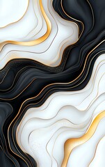 Poster - An abstract design featuring flowing lines in white, black, and gold