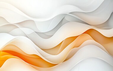 Poster - An abstract design featuring flowing waves of white and orange hues, creating a serene and modern atmosphere, perfect for backgrounds and artistic projects.