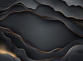 Poster - An abstract design featuring layered textures in dark tones with gold accents. This visually striking piece is perfect for backgrounds, digital art, and modern presentations.