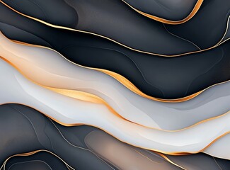 Poster - An abstract design featuring smooth, flowing lines in shades of black, white, and gold