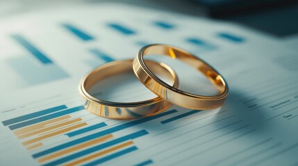 Poster - Two interconnected rings on a business report, symbolizing trust and long-term partnership.