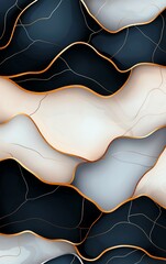 Poster - An abstract digital art piece featuring flowing lines and wavy shapes in muted colors, creating a sense of movement and depth. Ideal for modern design projects and backgrounds.