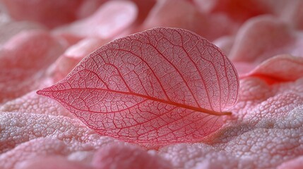 Canvas Print - Delicate pink leaf on petals; soft focus background; nature macro; spa, beauty