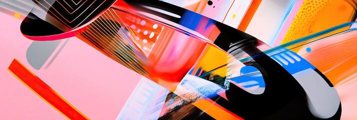 Poster - Abstract Composition with Overlapping Geometric and Organic Forms