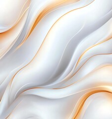 Poster - An abstract, elegant background featuring fluid wavy lines in soft white and gold tones, perfect for design projects, branding, or creating a sophisticated visual impact.