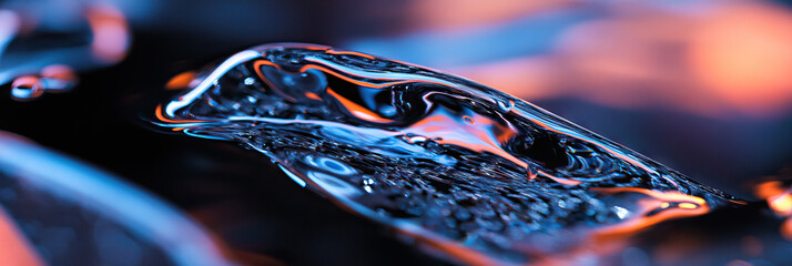 Wall Mural - Close-up Photograph of Illuminated Translucent Liquid with Undulating Surface