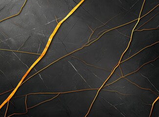 Poster - An artistic view of a dark textured surface with striking golden veins running through, perfect for design projects, backgrounds, or as a unique wallpaper for modern aesthetics.