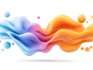 Poster - Fluid abstract shapes in vibrant colors swirl gracefully against a white background